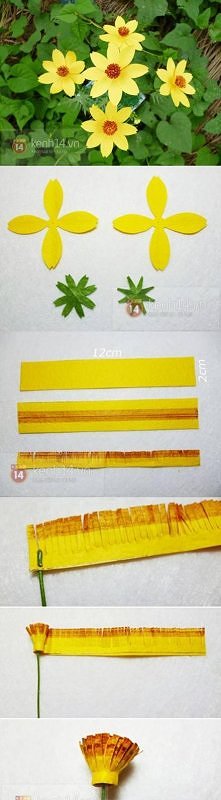 diy, yellow, paper flower, ...