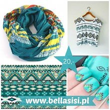 Turkusowy szal typu komin z kolekcji Bella Sisi.