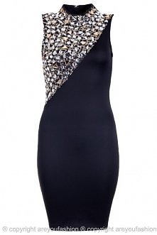 CZARNA SUKIENKA Z KAMIENIAMI NA SYLWESTRA