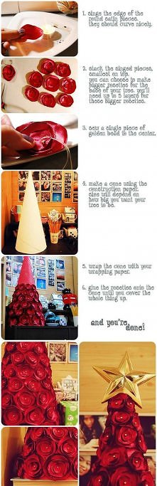 choinka w różyczki z materiału  (satyny)