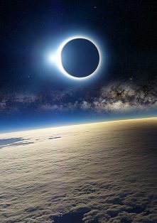 Solar eclipse, as seen from Earth’s orbit.