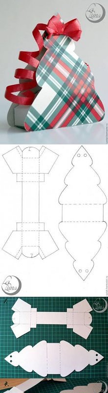  tree gift box, instructions, template