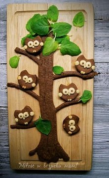 Ciastka sówki PRODUKTY: 100g mąki pszennej 50g mąki krupczatki 90g margaryny 1 żółtko 2 kopiaste łyżki cukru pudru 1 łyżka kakao Dodatkowo: 1 białko Masło orzechowe WYKONANIE: M...