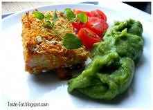 Panierowany łosoś z zielonym puree- zapraszam na bloga "Taste Eat"