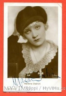 Marlene Dietrich i autograf na starej pocztówce