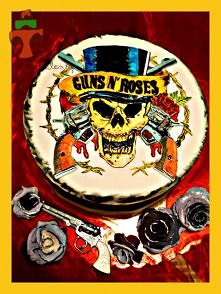 Tort Guns N' Roses, samodzielnie wycięte i pomalowane elementy. tortywalentyny.blog.pl