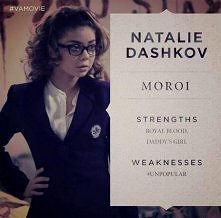 Profil Nathalie Daszkow
MOCNE STRONY
Królewska Krew
Dziewczynka Tatusia
SŁABOŚCI 
Niepopularna