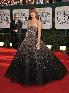 Olivia Wilde(gwiazda Dr.Housa) na rozdaniu złotych globów w sukni Marchesa <3 Więcej na moim profilu