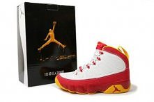 Men Air Jordan 9 Retro Basketball Sneakers with Crawfish Red and Yellow White Color
