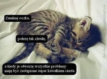 Zamknę oczka.
Poleżę tak chwilę,
a kiedy je otworzę wszystkie problemy mają być zastąpione super kawałkiem cista. <3
