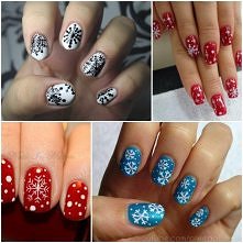 śnieżynki na paznokciach *