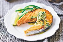 Salmon cutlets with lime and coriander butter