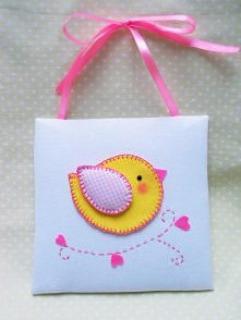 obrazek ptaszek z filcu