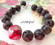 Bransoletka z Lawy wulkanicznej i korala