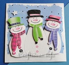 kartka świąteczna z bałwankami