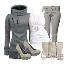 Biało - szara stylizacja :)