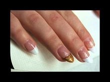 jak zrobić tipsy żelowe french zdobienie złoty brokat krok po kroku tutorial