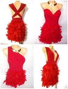 34 36 Sukienka ekskluzywna z piór Czerwona piórkow - do kupienia 110zł