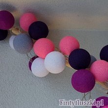 szara purpura - promocyjna cena Cotton Ball String Lights