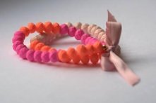 Bransoletki Made by Monja- kryształki matowe -kształt oponka- trójkolorowe- pomarańcz, róż, perłoworóżowy