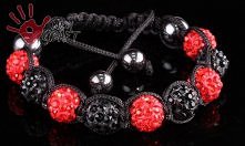 bransoletka shamballa czarno - czerwona