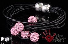 bransoletka shamballa rózowe kule cyrkonie