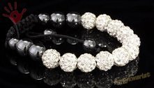 bransoletka shamballa cyrkonie, biala