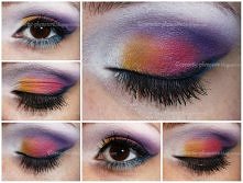 Makijaż kolorowy, paleta Sephora.