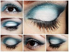 Makijaż biel i błękit.