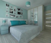Piękny turkus + jasne mebel...