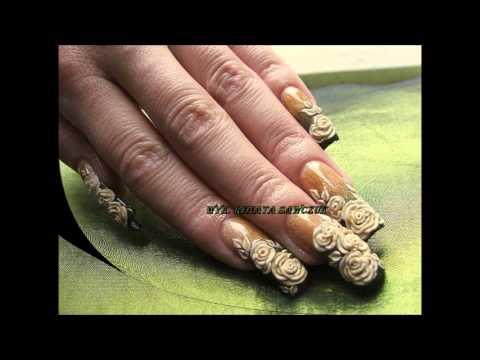 step by step tutorial decorating acrylic gold roses zdobienie 3d złote róże wzorki