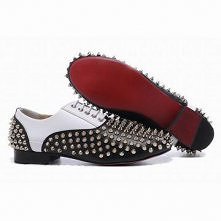 Red Bottom Christian Louboutin Fred Spikes Mens Flat Shoes White Black