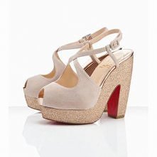 Christian Louboutin Rozeppa 140mm Suede And Glitter Sandals Beige