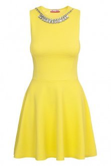 Neonowa sukienka żółta z na...