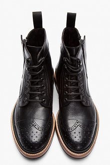 LANVIN Black Leather Brogue Boots <3