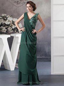 Sheath/Column V-neck Chiffo...