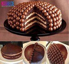 Ciasto podwójnie czekoladowe z Malteserami z lekko kawowym kremem czekoladowym... Składniki na ciasto czekoladowe ciemne: -50 g gorzkiej czekolady, -50 g masła, -50 g drobnego c...