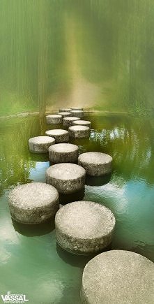 ZEN - Stepping stones at the Japanese garden in Nantes, France