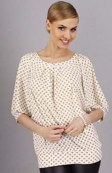 Makadamia M92 bluzka pomarańczowe groszki Zalotna bluzka damska, która idealnie będzie pasować do każdej codziennej stylizacji