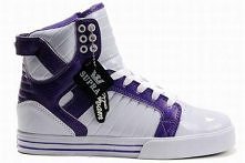 Women Purple and White High Top Footwear Supra Skytop
