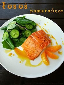 Łosoś z sosem pomarańczowym