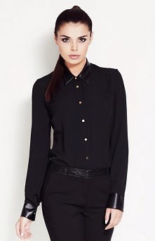 koszula z kołnierzem z eko skóry HIT!!! | whitestripe.pl