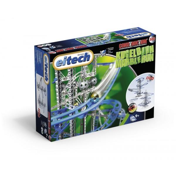 Eitech C500 - Marble Run Eitech - Zestaw z Trasą i Kulką - 80 cm zestaw konstrukcyjny Eitech z metalowych klocków konstrukcyjnych dla dzieci od lat 9. Zestaw Eitech C500 zawiera: ponad 1100 elementów metalowych, 4,9m plastikowy tor, kulkę, instrukcję wykonania nawet dwóch modeli