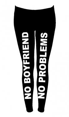 Leginsy legginsy getry damskie czarne z napisem NO BOYFRIEND NO PROBLEM