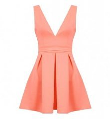 SUKIENKA ROZKLOSZOWANA V-NECK NEON LIMONKA