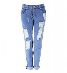 SPODNIE BOYFRIEND JEANS DZIURY NIEBIESKIE