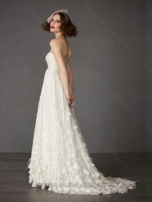 Empire Sweetheart Chiffon Sweep Train White Ruffles Wedding Dresses