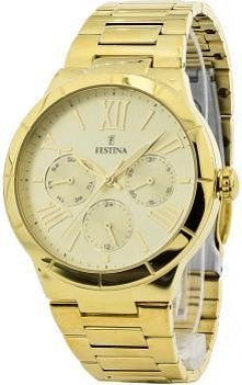 Ciekawy zegarek w kolorze złotym.