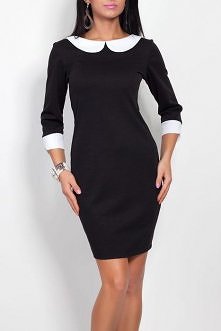 Czarna sukienka z kołnierzykiem