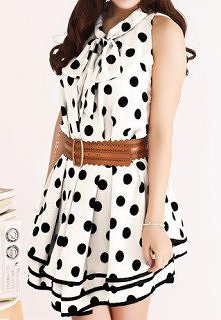 Sweet Polka Dot Bowknot Loose Fit Layered Tank Dress